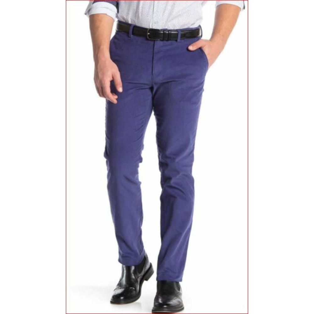 Tailorbyrd Collection Mens Corduroy Pants French Blue Slim MP19C N-435 38x30 NEW